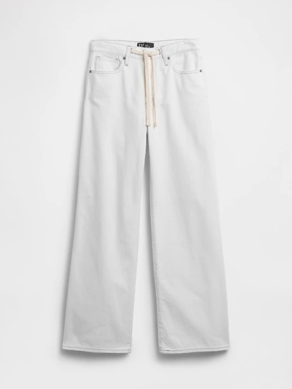 GAP White Wide-Leg Jeans with Drawstring